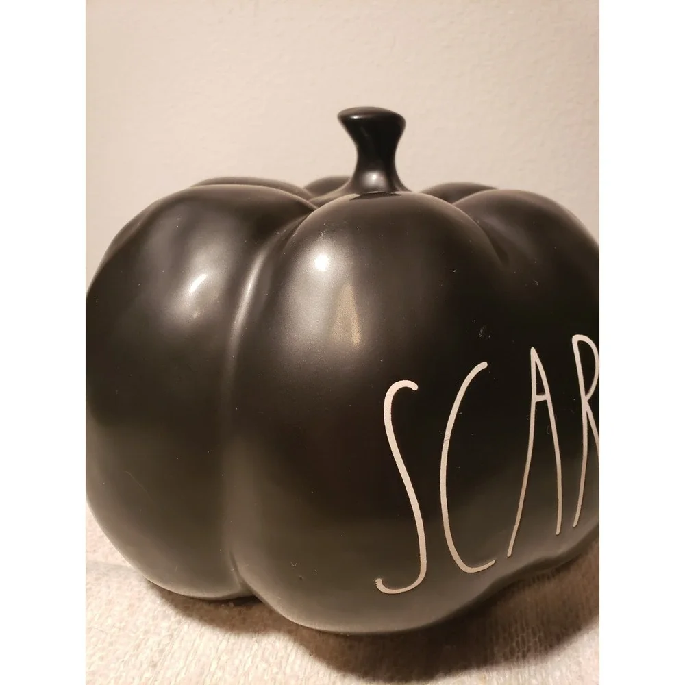 Rae‎ Dunn Magenta Black pumpkin SCARY Size Large - VHTF